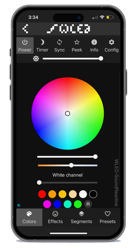 Screenshot of an iPhone color picker interface, showcasing various color options and selection tools for design purposes.